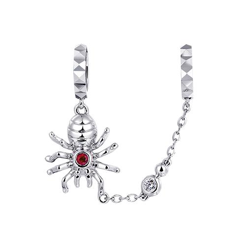 Dear Q "Romantic Spring-Tiny Spider" 18K White Gold Diamond Charm with Ruby