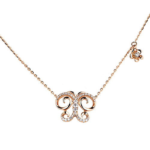 Dear Q "Romantic Spring-Butterfly" 18K Rose Gold Diamond Necklace
