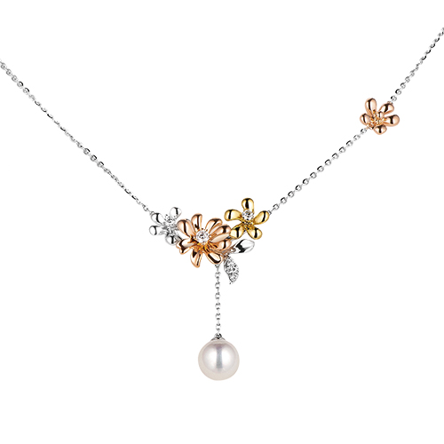 Dear Q "Romantic Spring Floral World" 18K Gold Diamond Necklace