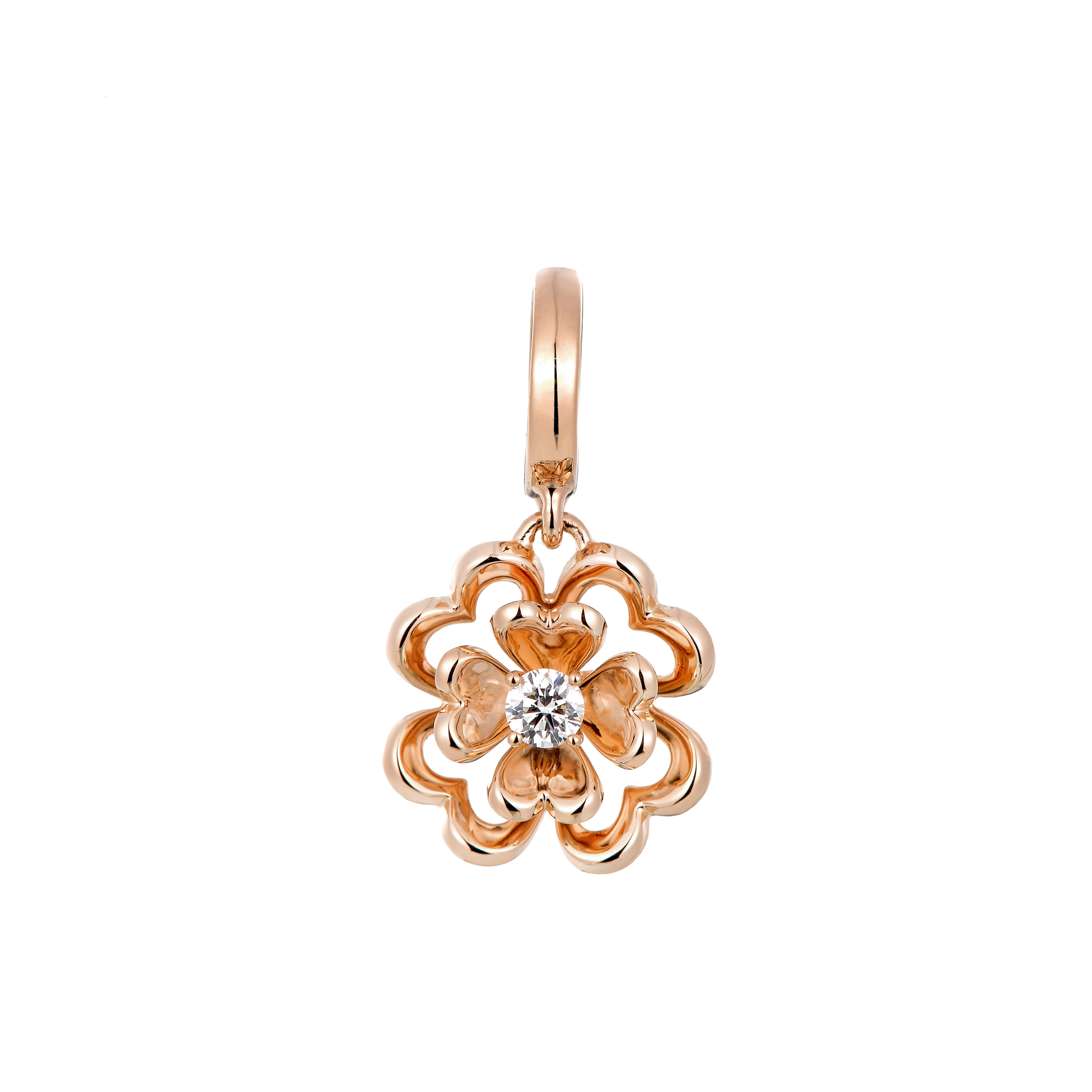 Dear Q “Beautiful Peony” 18K Rose Gold Diamond Charm