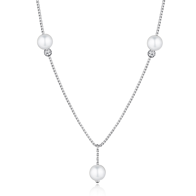 Pt Graceful "Beauty in Pearl" Platinum Long Necklace with Pearl