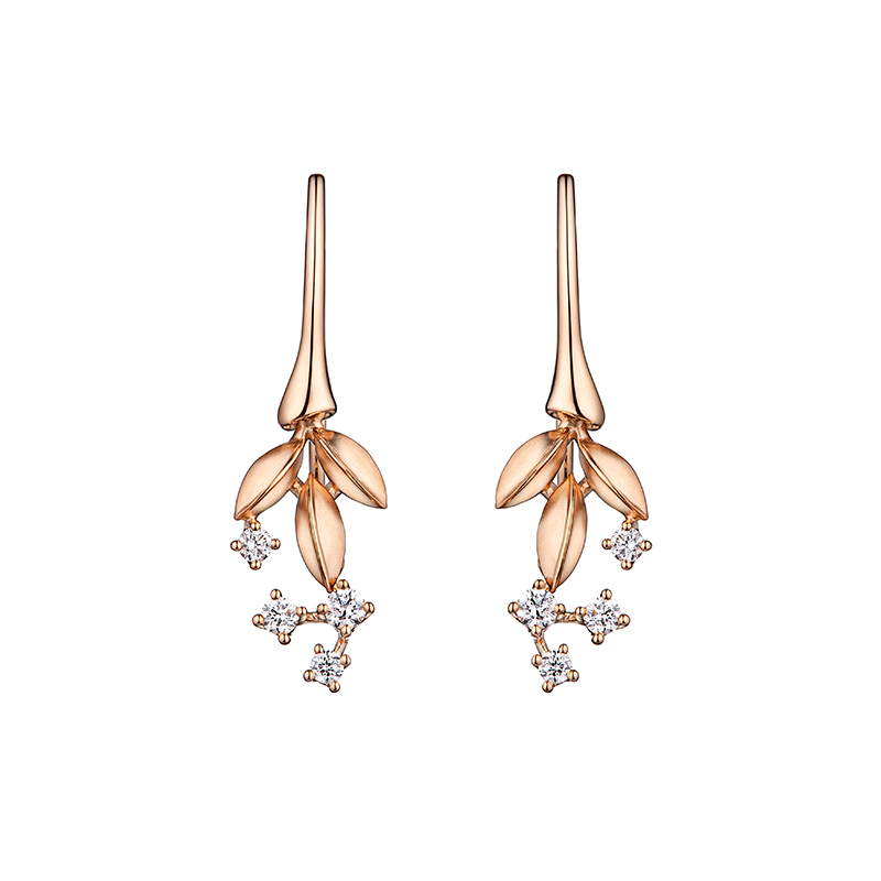 "Good Luck" 18K Rose Gold Daimond Earrings