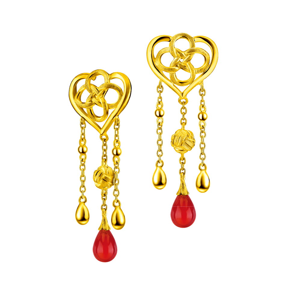 Beloved Collection "Perfect Match" Gold Earrings with Chalcedony
