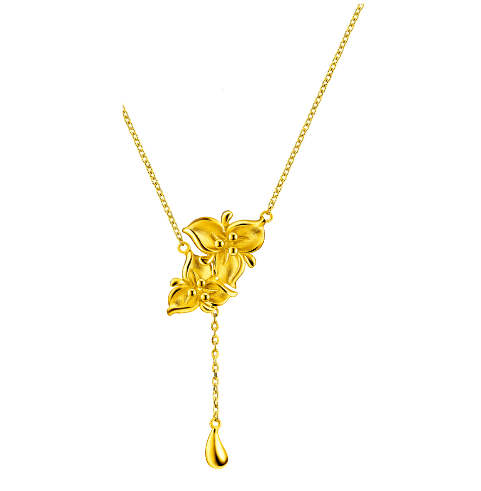 Beloved Collection "Cymbidium Blessings" Gold Necklace