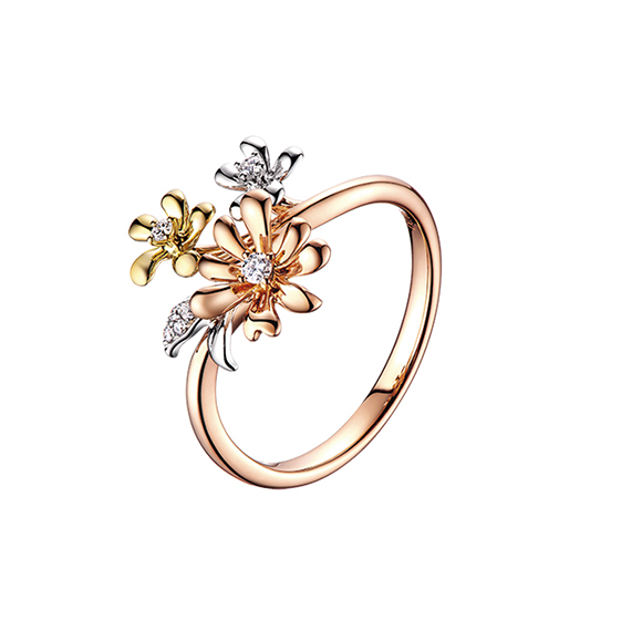 Dear Q "Romantic Spring Floral World" 18K Gold Diamond Ring