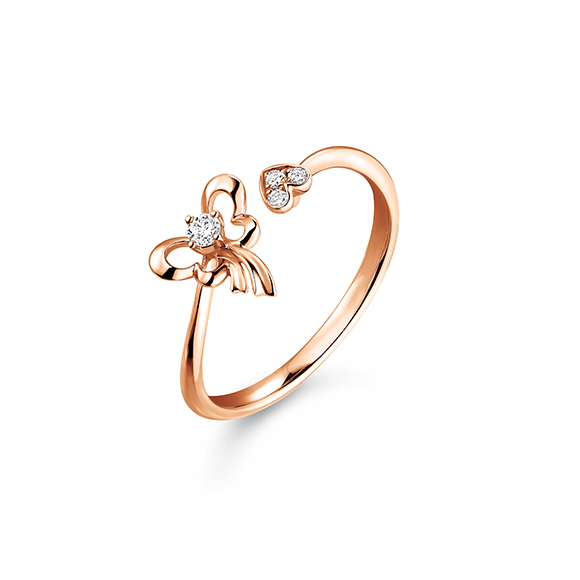 Dear Q "Bow of Butterfly" 18K Rose Gold Diamond Ring