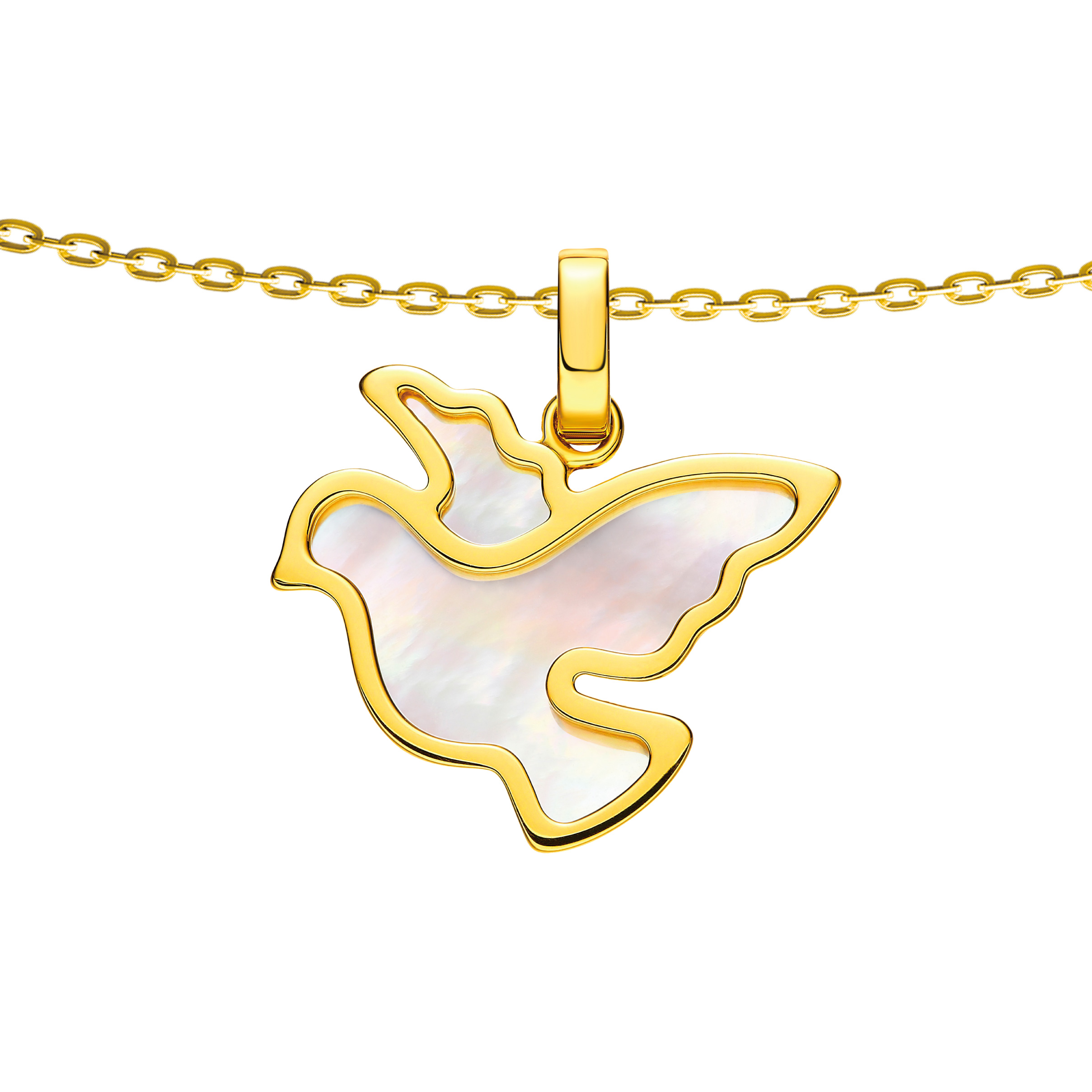 Goldstyle "Dove of Peace" Gold Pendant with Mother-of-Pearl