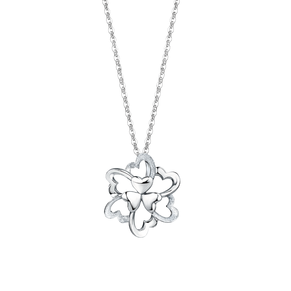 Pt Graceful Collection Heart Flower Necklace
