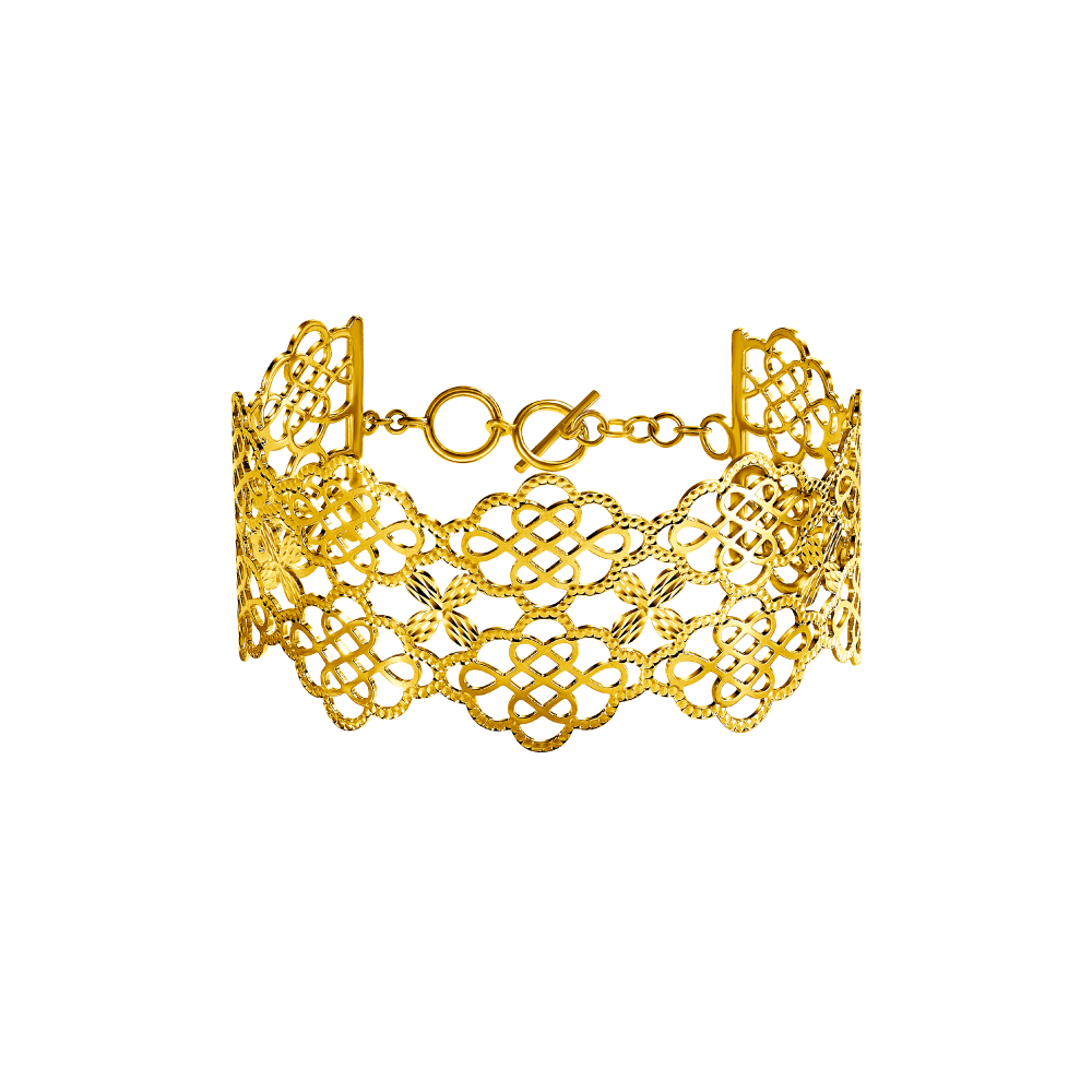 Goldstyle "Fancy Antique Auspicious Knot" Gold Bangle