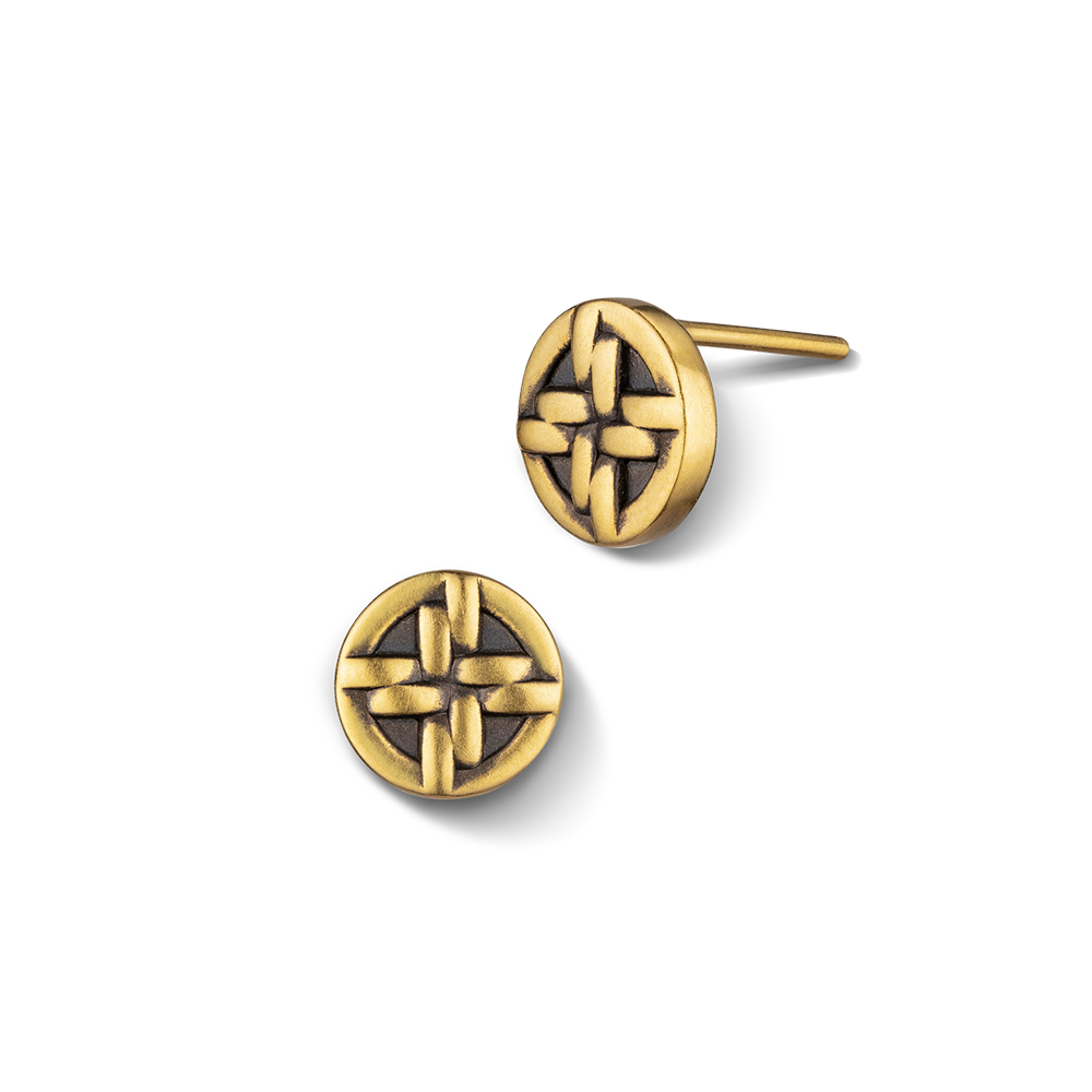 F-style Hey Cool Collection "Circle and Square" Gold Earrings For Men