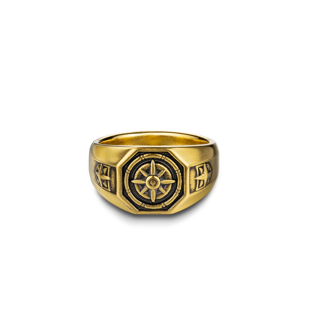 F-style Hey Cool Collection "Helm" Gold Ring For Men