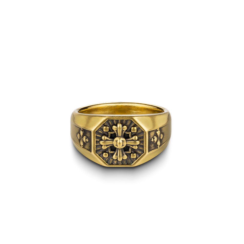 F-style Hey Cool Collection "Honour" Gold Ring For Men