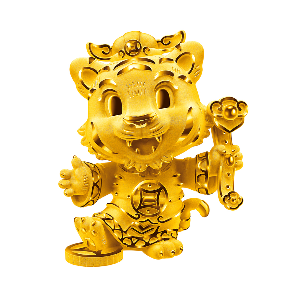 Fortune Tiger Collection God-of-Wealth Tiger Gold  Figurine