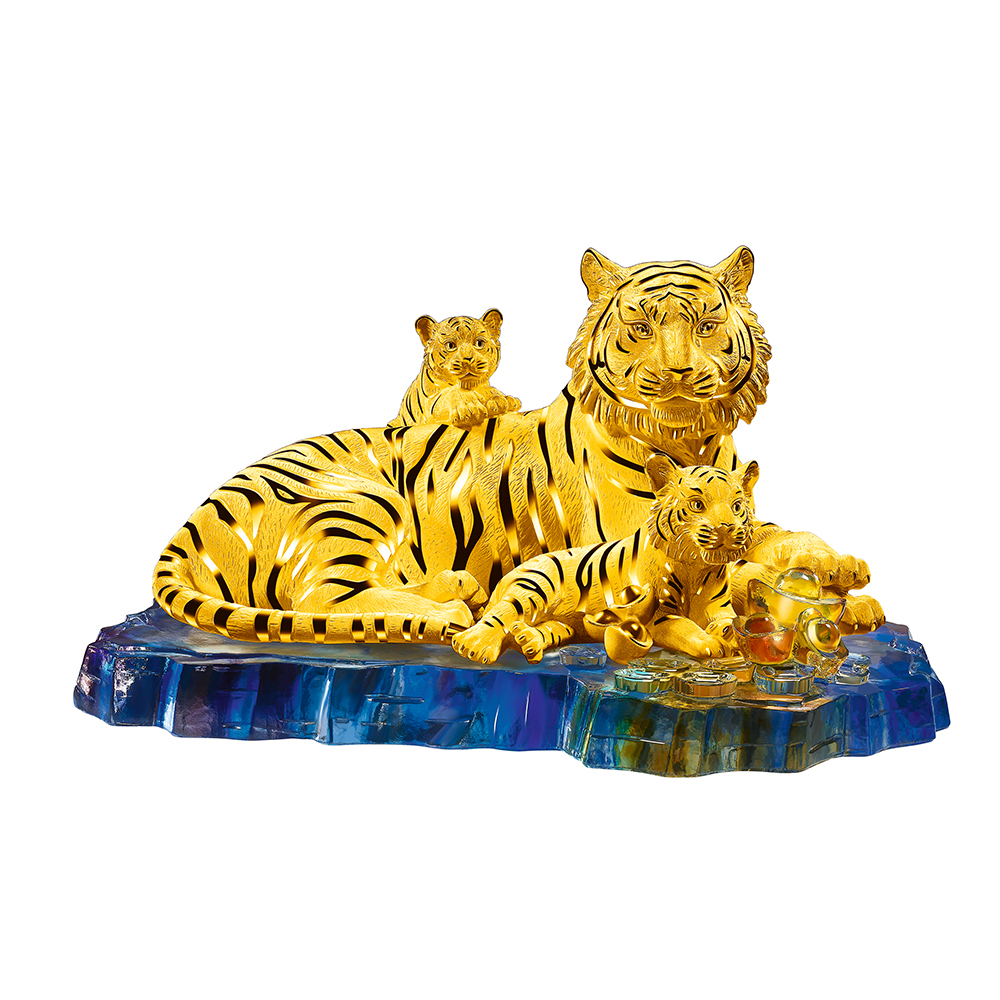 Fortune Tiger Collection "Guarding Tigers" Gold Figurine