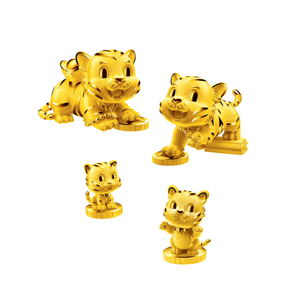 Fortune Tiger Collection "Tiger Family" Gold Figurines