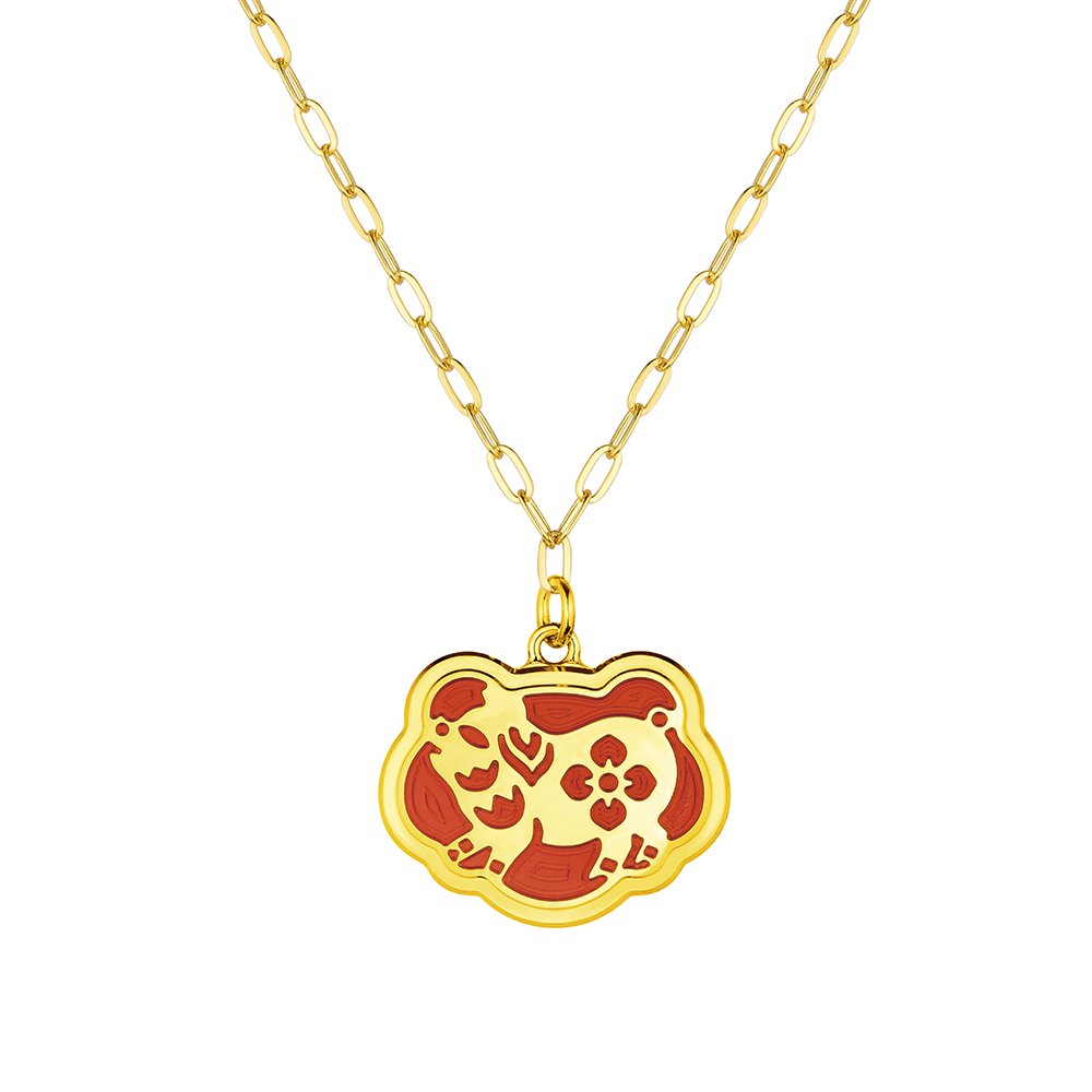 Fortune Tiger Collection " Pig "12 Chinese Zodiac Gold Necklace