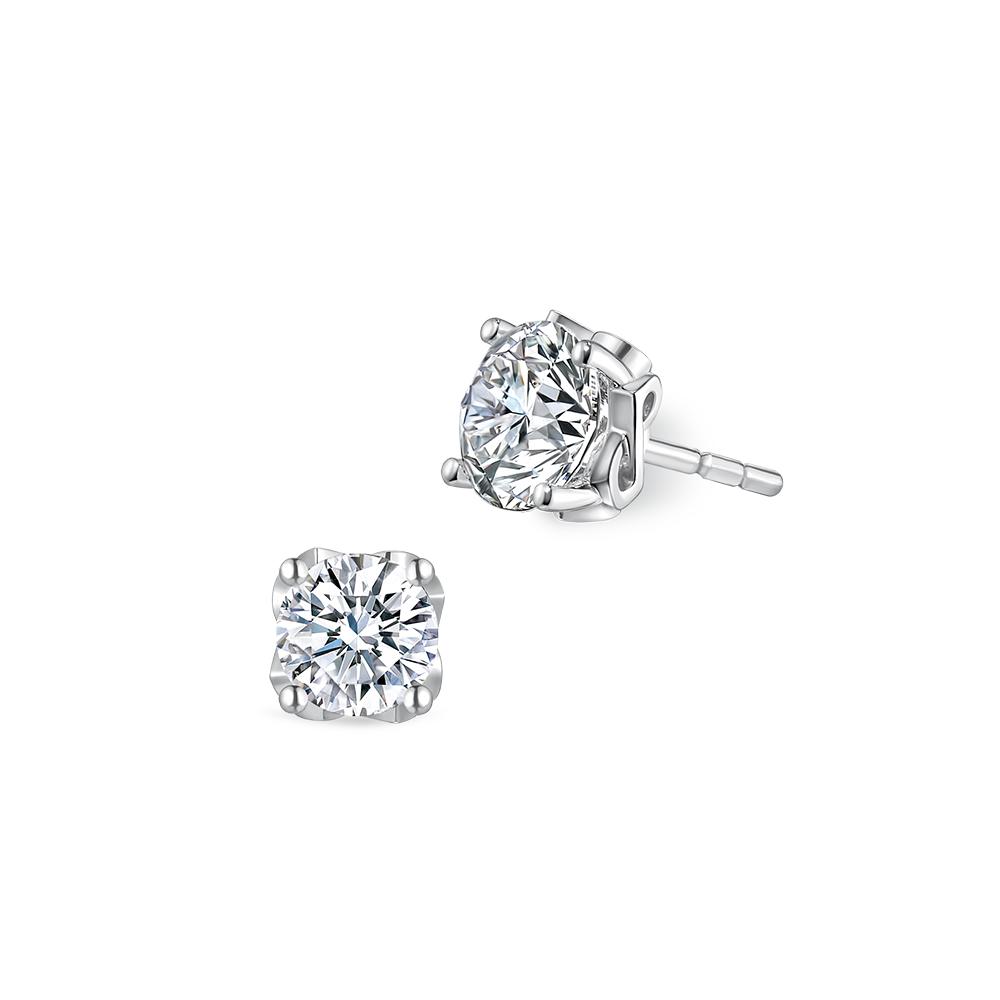 DiaPure 18K金(白色)鑽石耳環