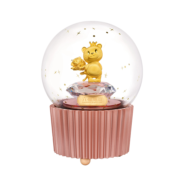 Gold Figurine in Crystal Ball Music Box