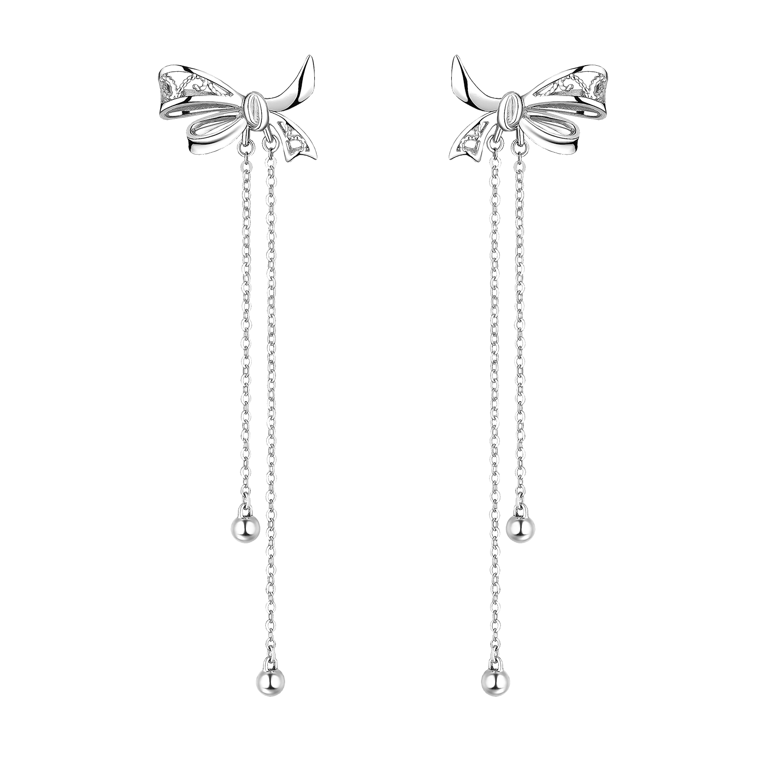 Pt Graceful Romantic Bows Platinum Earrings