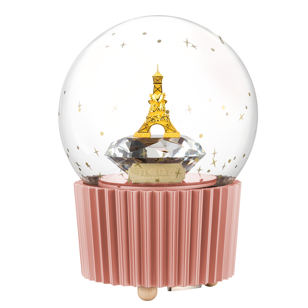 Gold Figurine in Crystal Ball Music Box