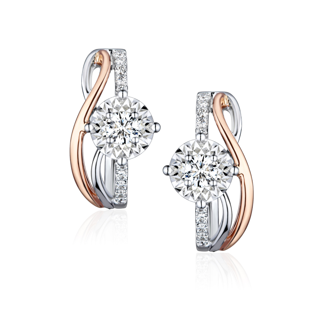 "Love Across"18K Gold Diamond Earrings