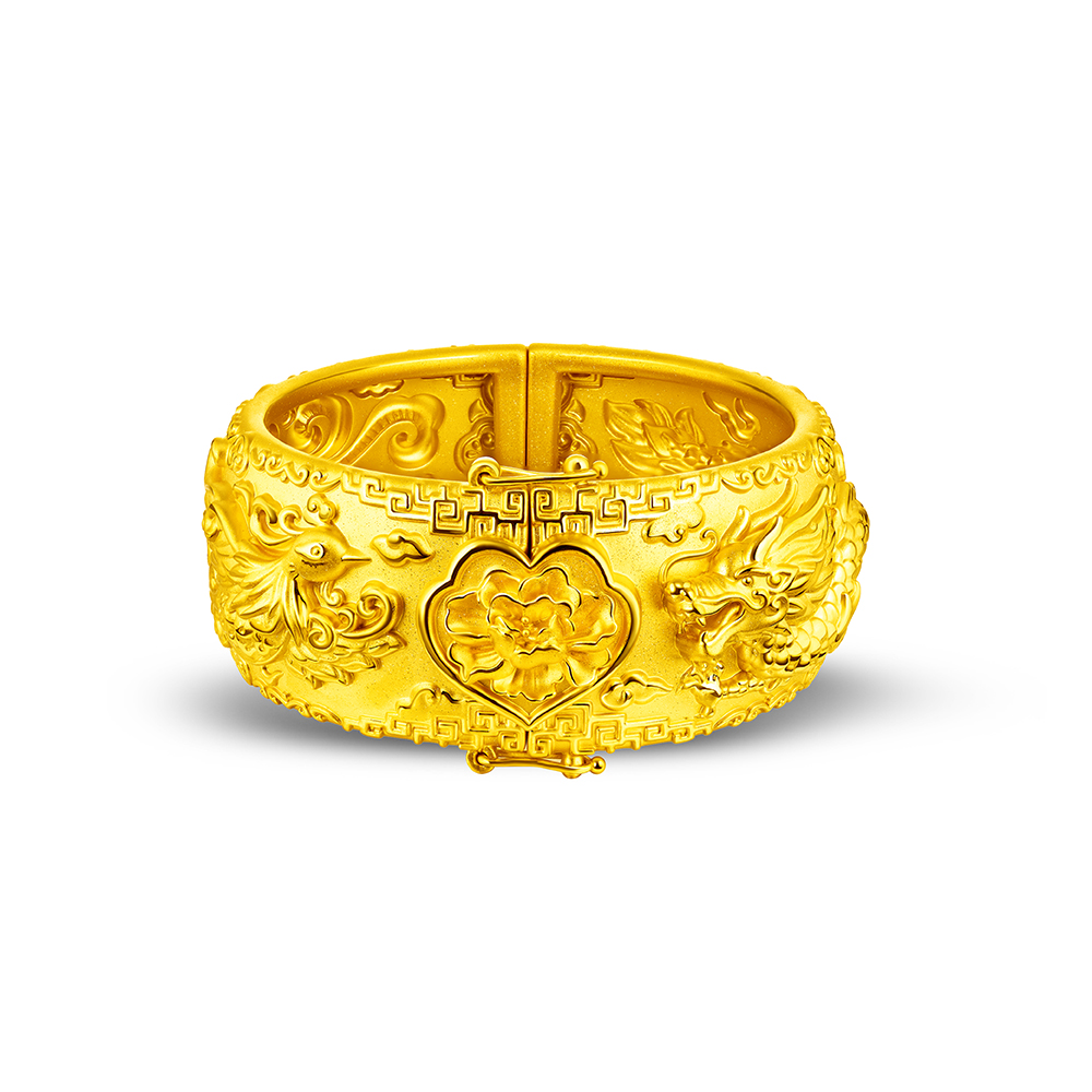 Beloved Collection “Flying Dragon & Phoenix” Gold Bangle