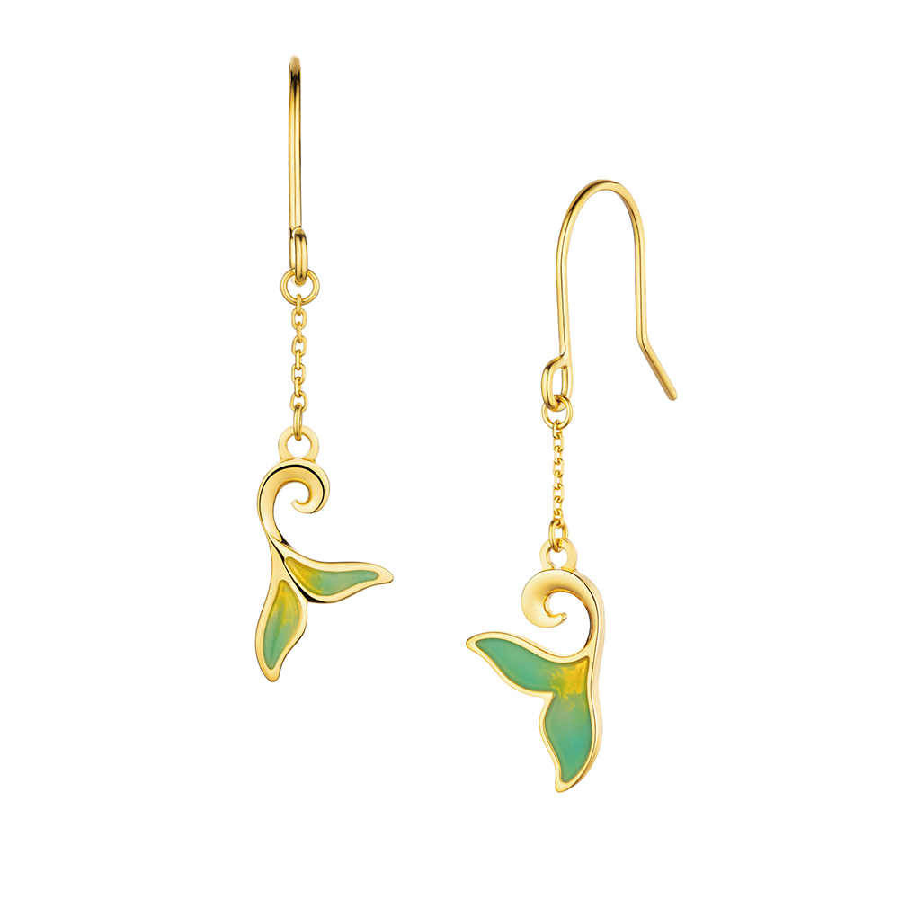 Goldstyle "Mermaid" Gold Earrings with Enamel 