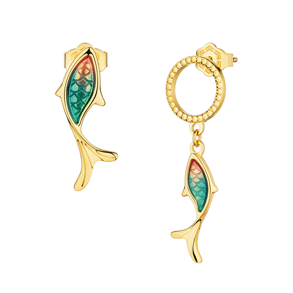 Goldstyle "Lucky Koi" Gold Earrings with Enamel 