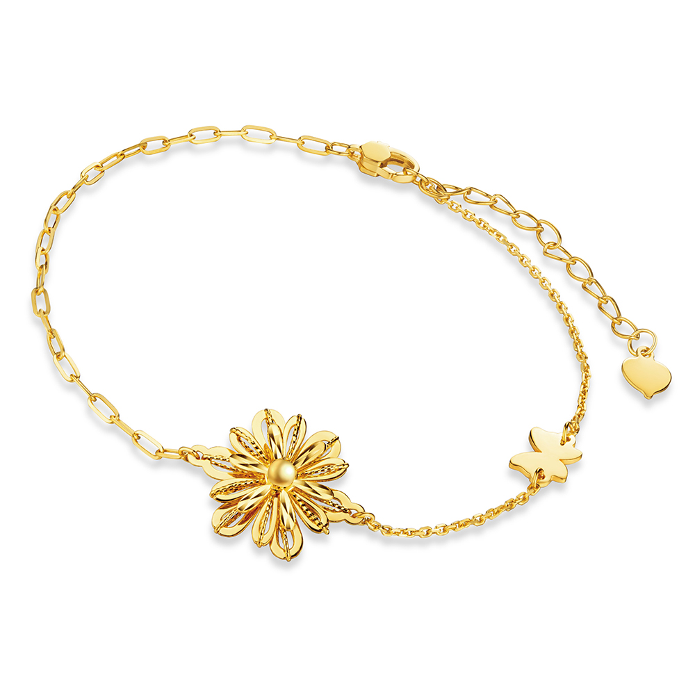 Goldstyle "Butterfly and Daisy" Gold Bracelet