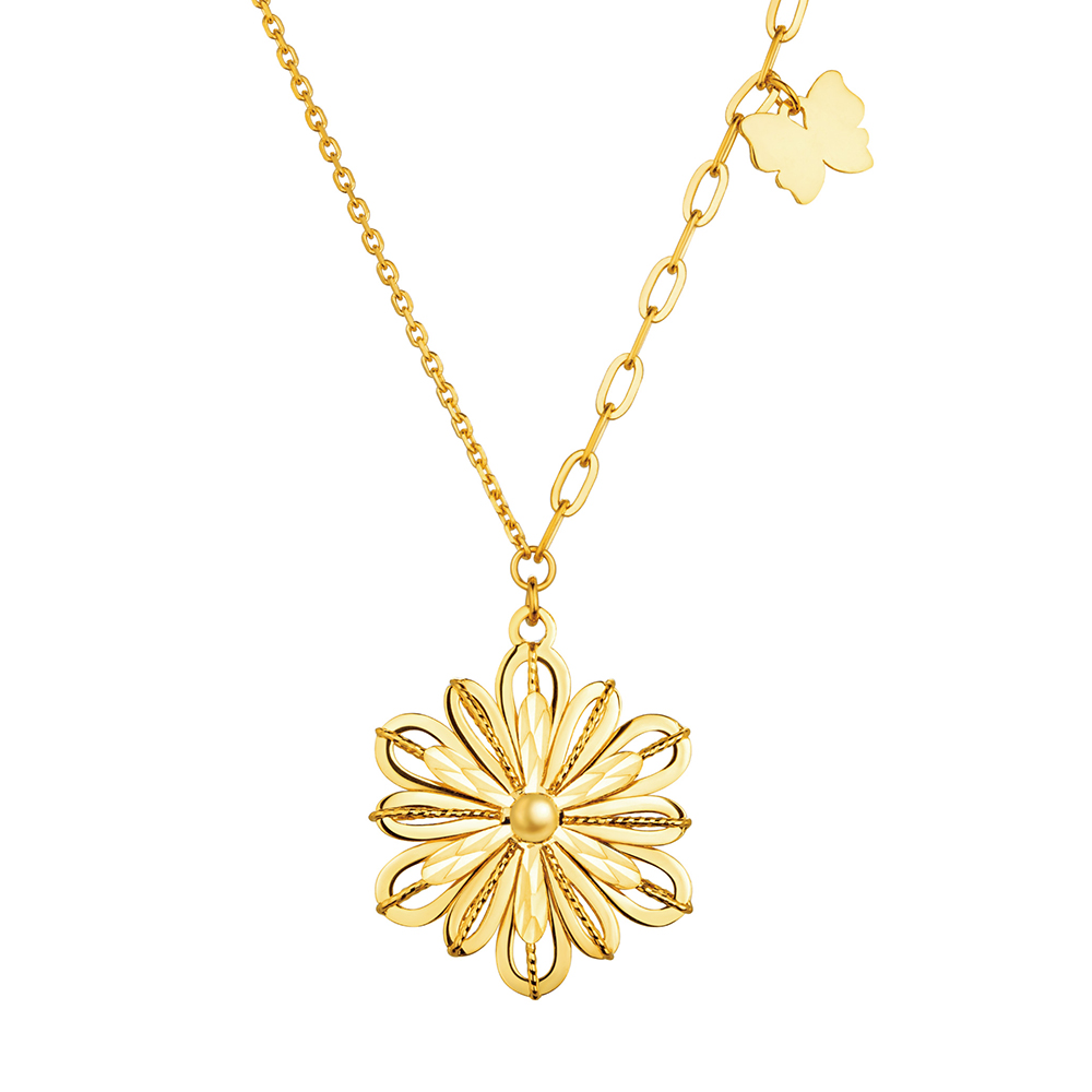 Goldstyle "Butterfly and Daisy" Gold Necklace
