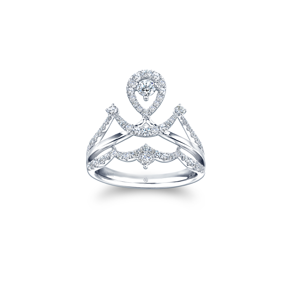 婚嫁系列"浪漫戀曲"18K金(白色)鑽石戒指