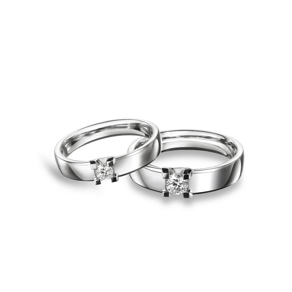 Hexicon "Eternal Promise"18K Gold Diamaid Couple Rings  
