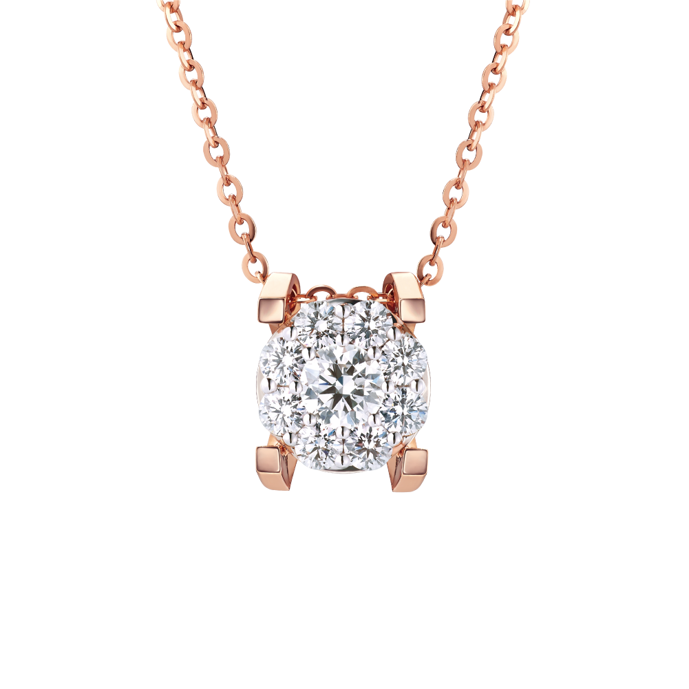 Hexicon 18K Gold Diamond Necklace (Halo Setting)
