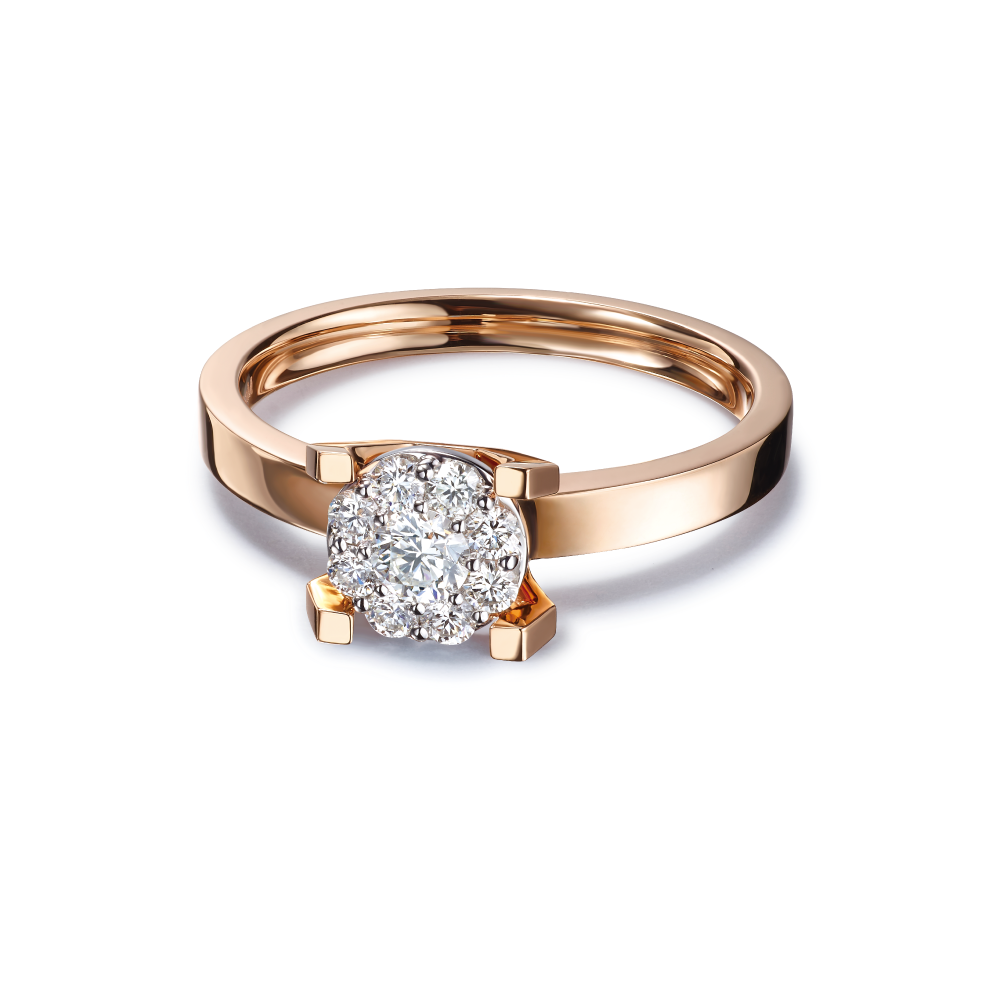 Hexicon 18K Gold Diamond Ring (Halo Setting)