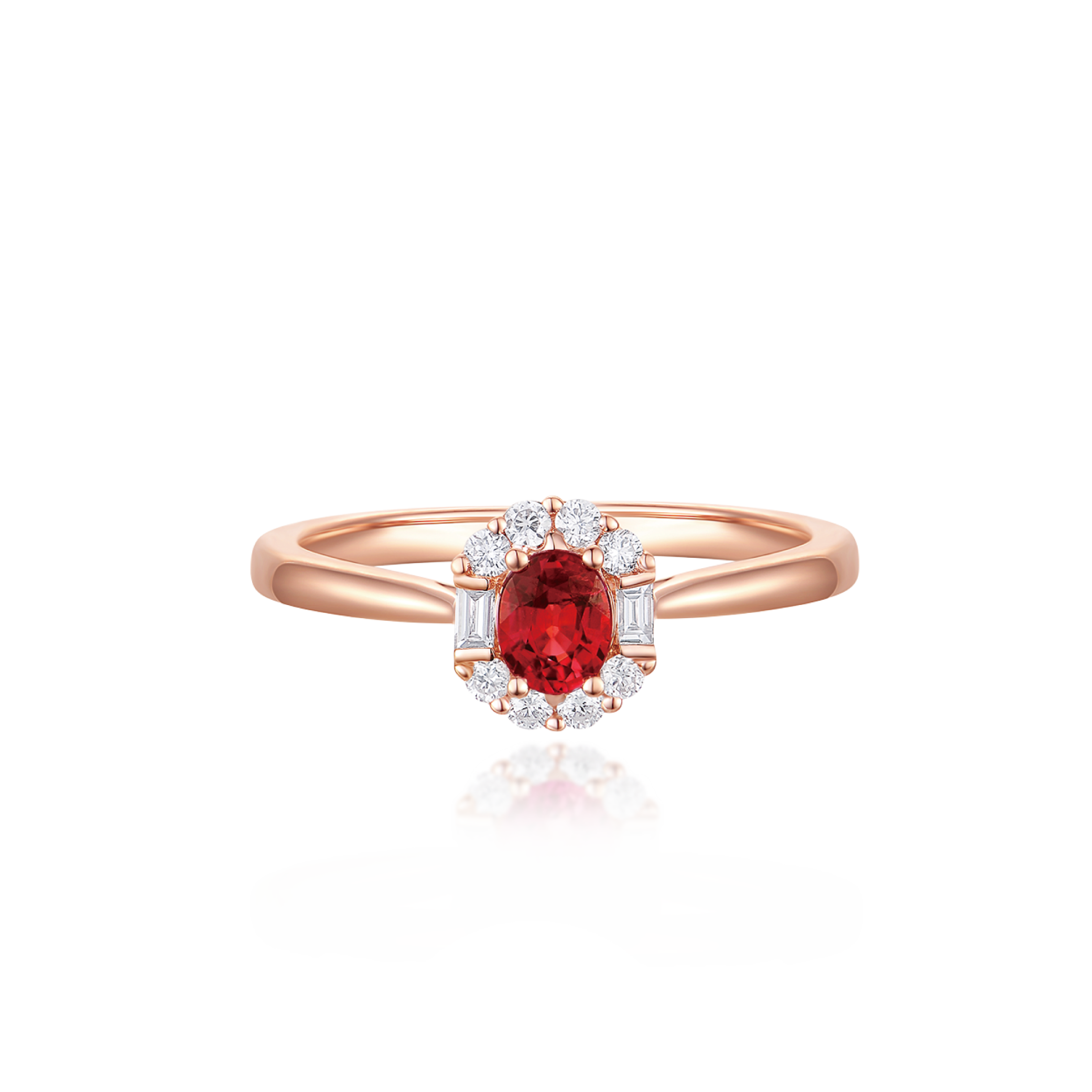 18K Red Gold Ruby and Diamond Ring