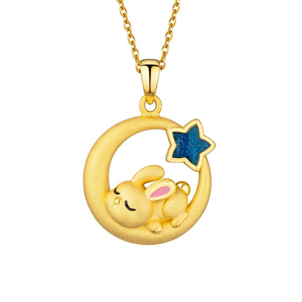 Moon Rabbit Gold Pendant