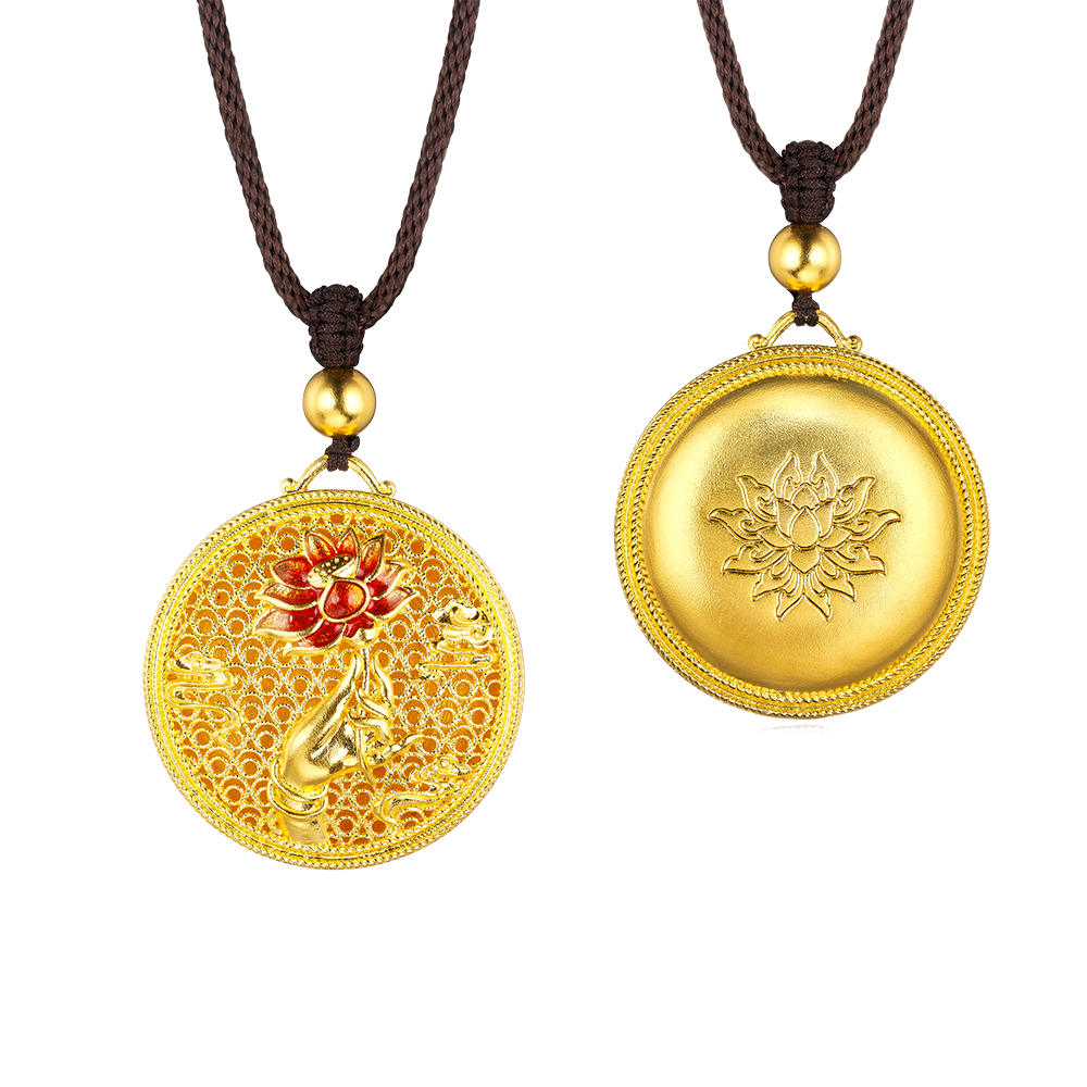 Heirloom Fortune Collection "Buddha and lotus" Gold Pendant