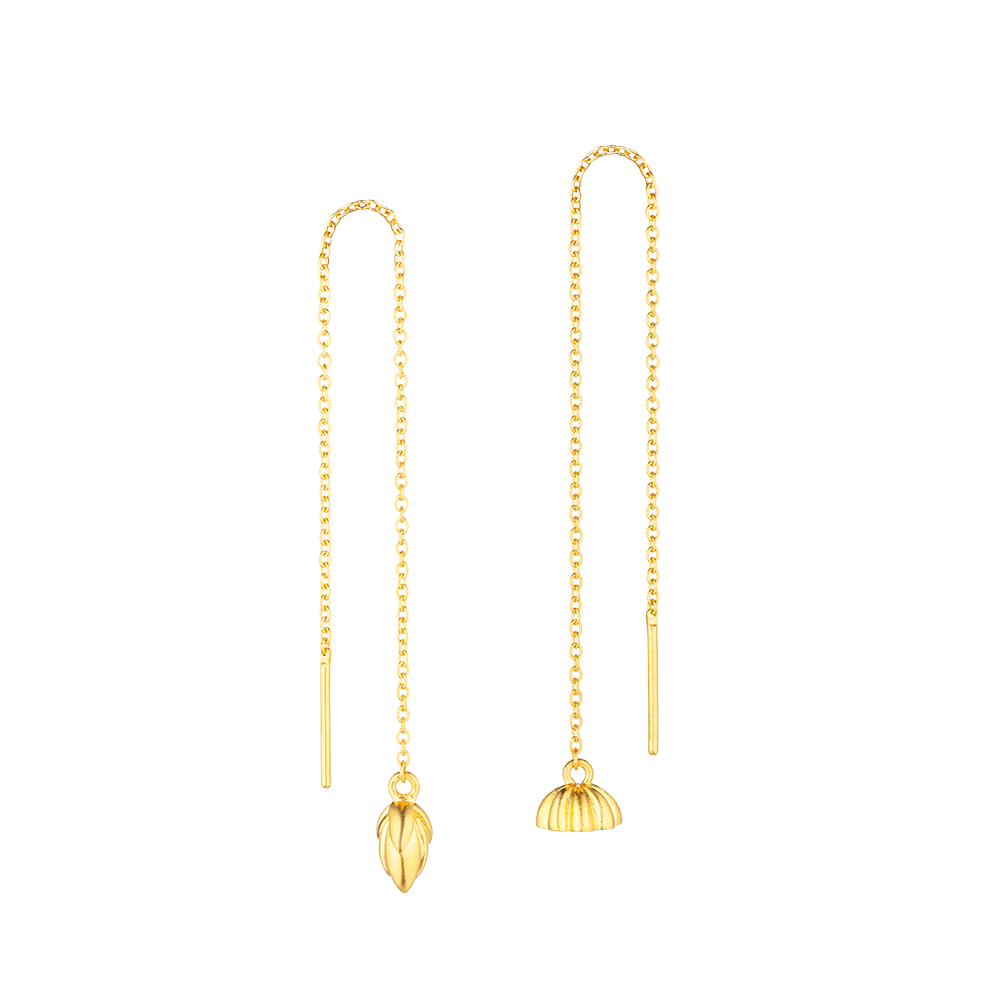 Heirloom Fortune Collection "Lotus" Gold Earrings