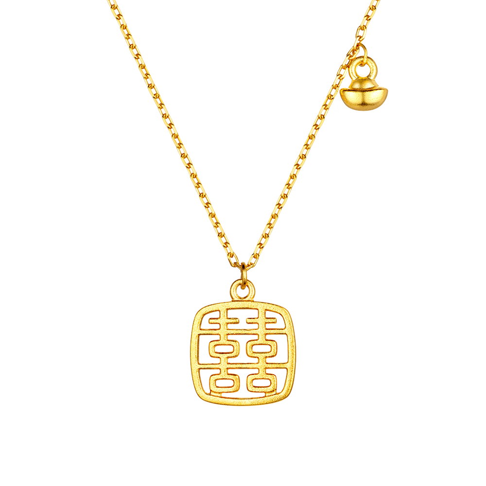 Heirloom Fortune Collection "Little Square" Gold Necklace