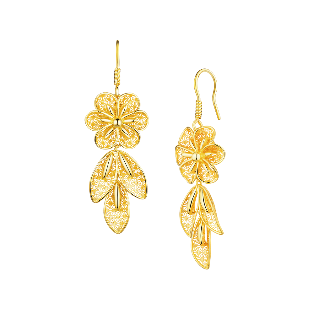 "Love of Sakura" Gold Earrings