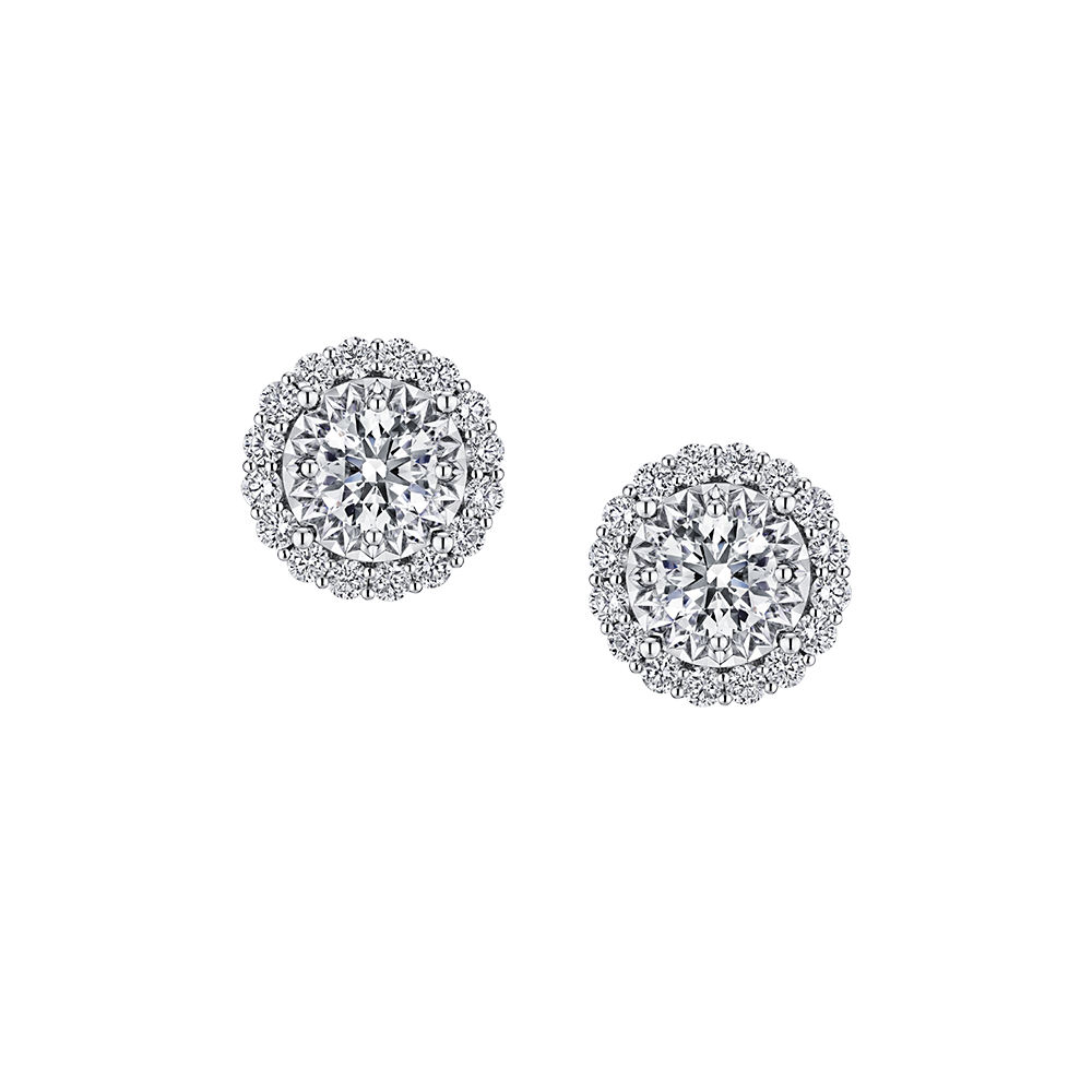 “Round Perfection”18K Gold Diamond Earrings
