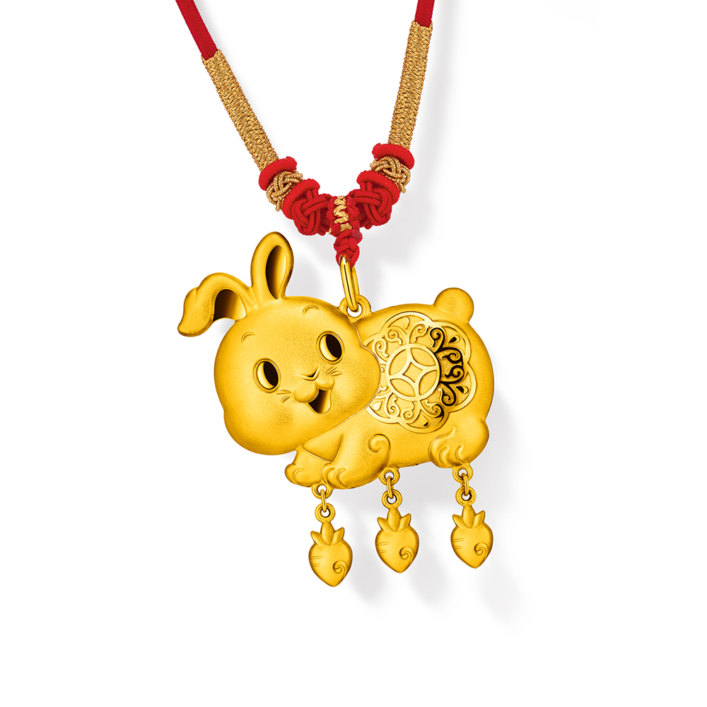 Fortune Rabbit Collection Auspicious Gold Rabbit Gold Pendant 