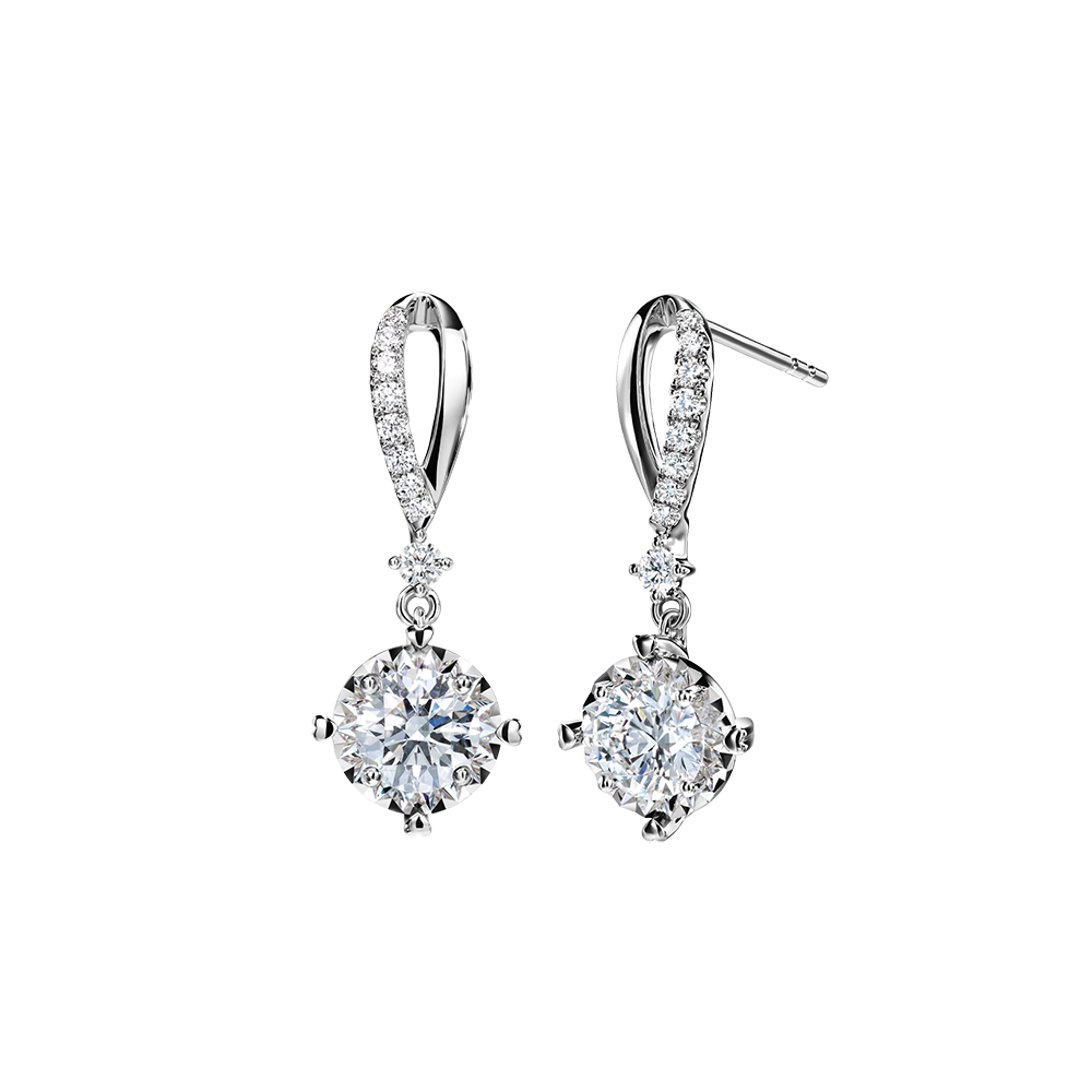 Love is Beauty Collection 18K White Gold Diamond Earrings