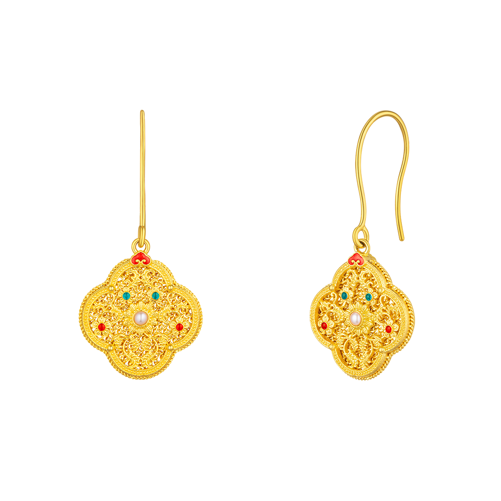 Heirloom Fortune Collection “Lucky Treasure” Gold Earrings