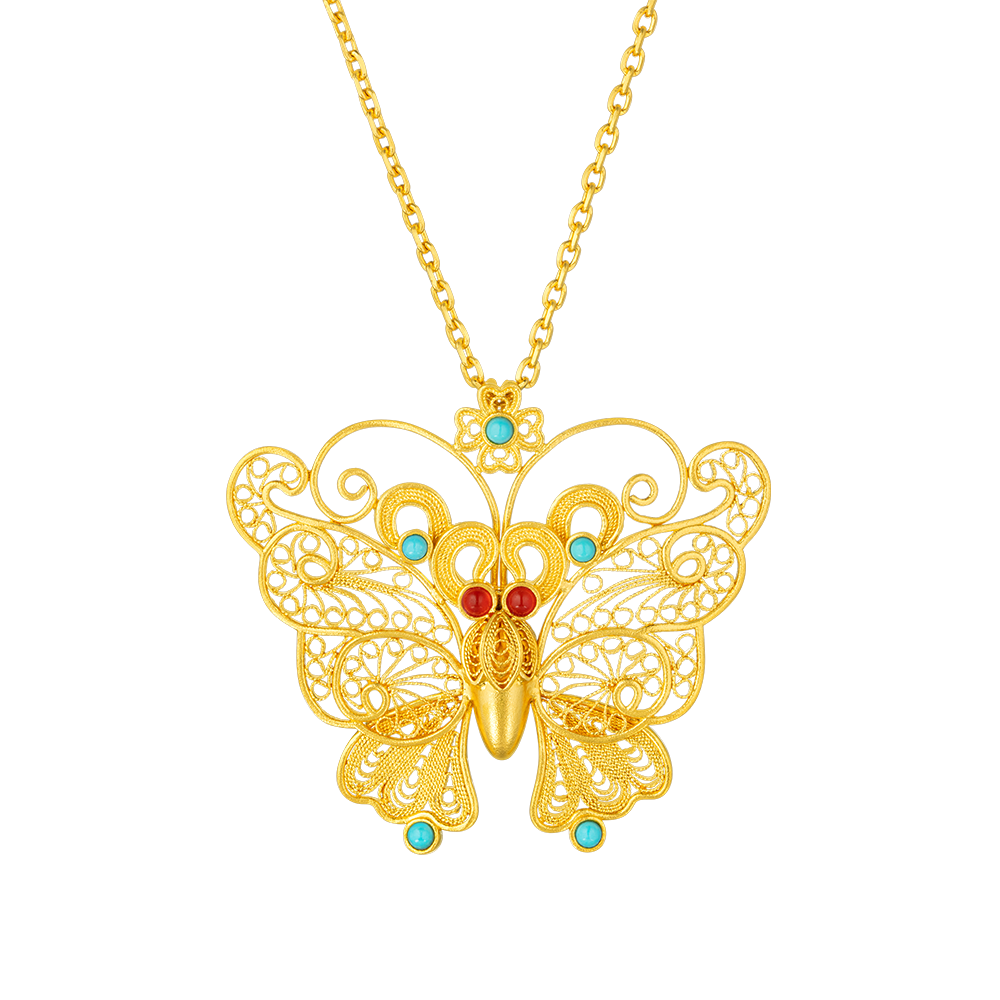 Heirloom Fortune Collection “Glorious Butterfly” Gold Necklace