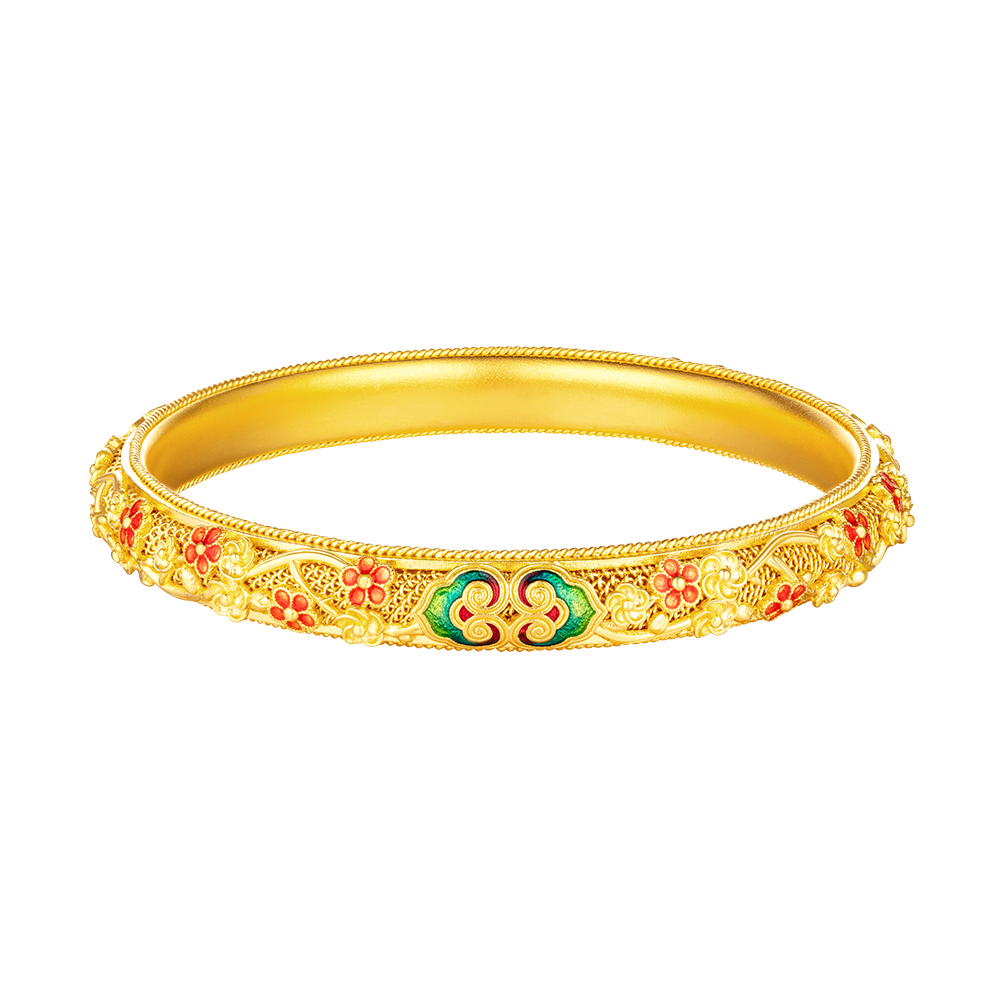 Heirloom Fortune Collection “Cheerful Plum” Gold Bangle