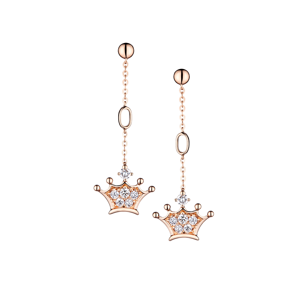 Tiny Tiny "So Much Love" 18K White/Red Gold Diamond Earrings