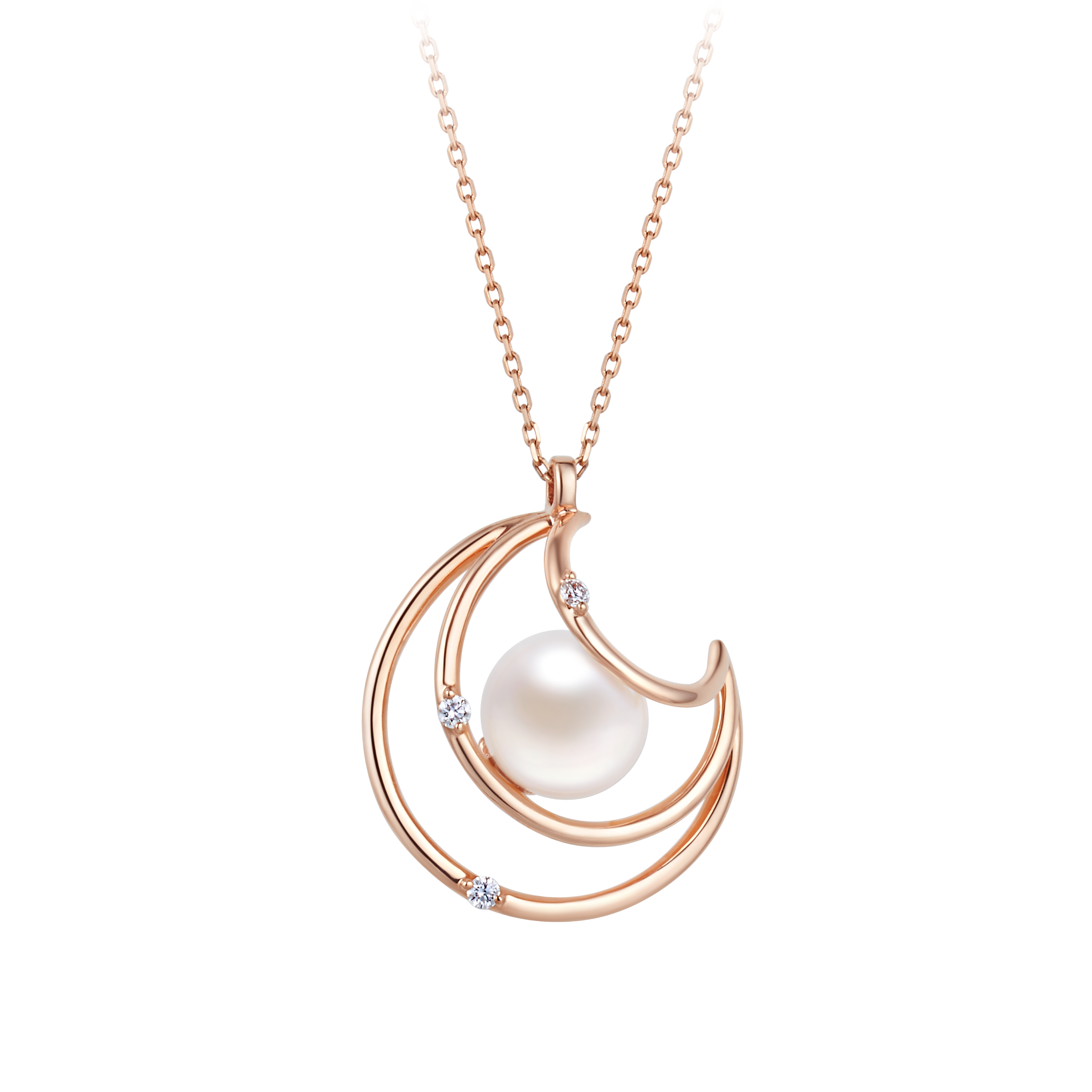 "Precious Circle" 18K Red Gold Diamond Necklace 