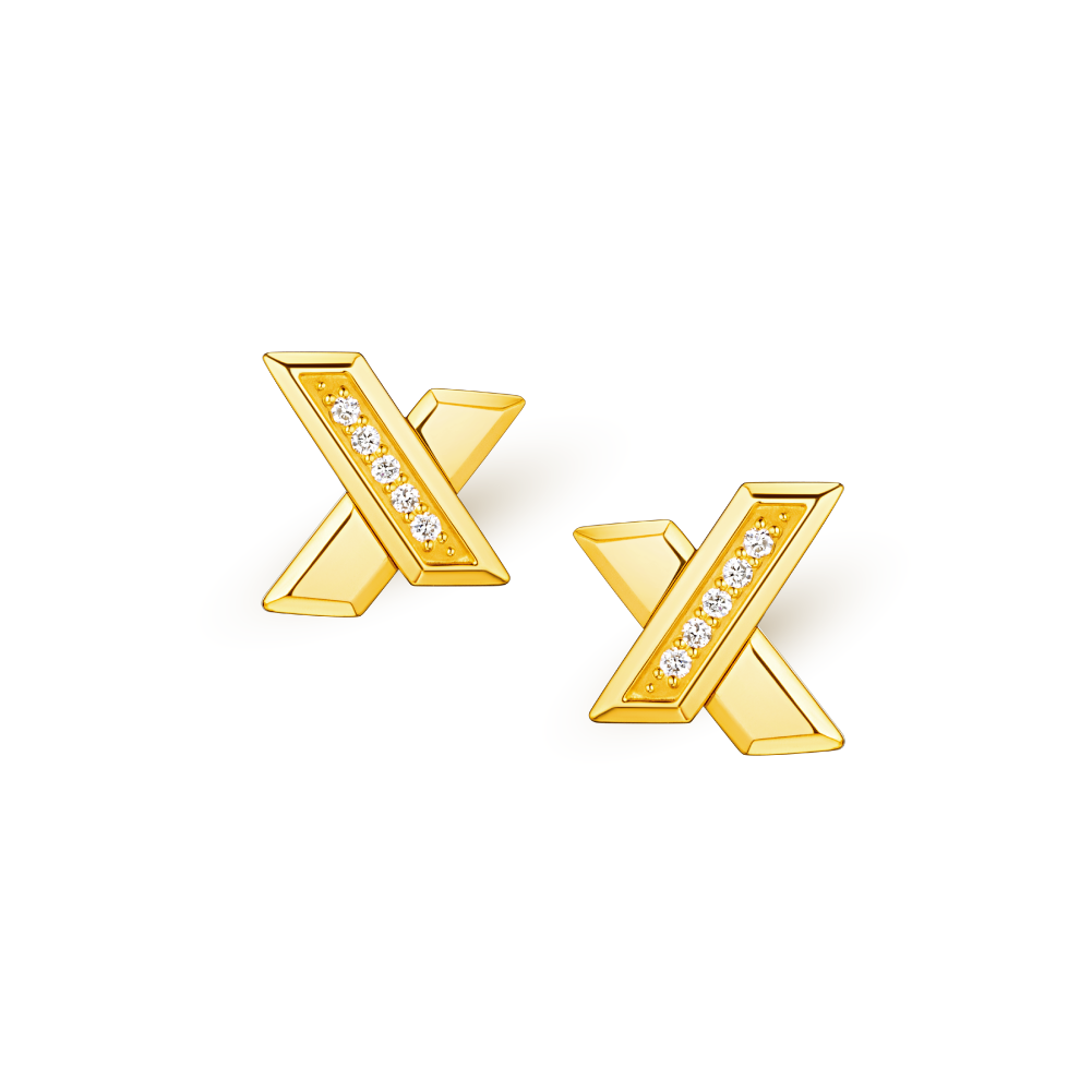 Goldstyle • X "金喜"黃金鑽石耳環