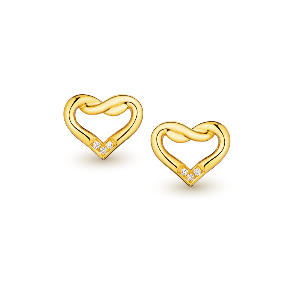 Goldstyle "Heart to Heart" Gold Diamond Earrings